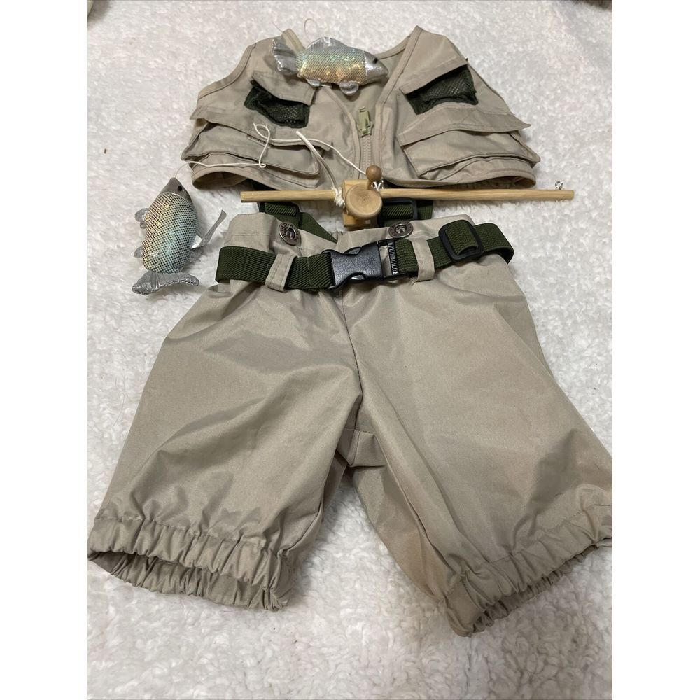 Build A Bear Fly Fishing‎ Outfit Waders Vest Pole Fish Teddy Clothes 5 Piece Set